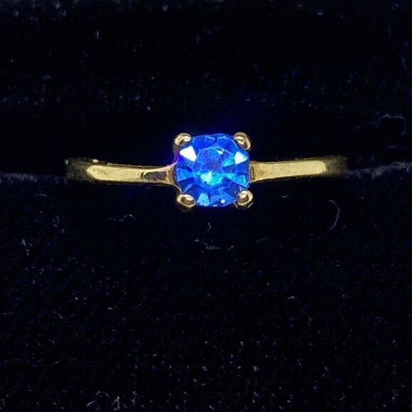 💛 925 Gold Filled Blue Gem Ring - Picture 1 of 5